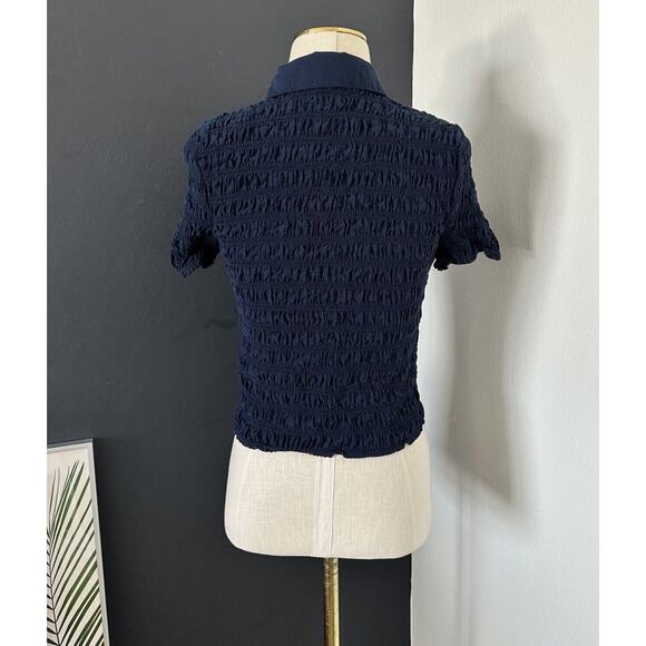 J.CREW Smocked Button-up Shirt Short Sleeve - Picture 7 of 8